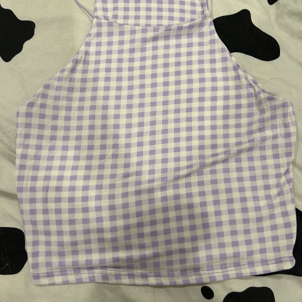 Purple and white halter top